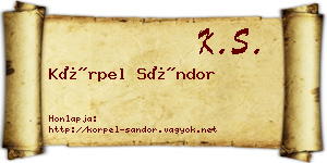 Körpel Sándor névjegykártya